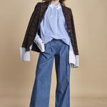 camicia a righe con doppio colletto CRAZY SHIRT MJD142B4H8016 J0233 LIGHT BLUE jejia 