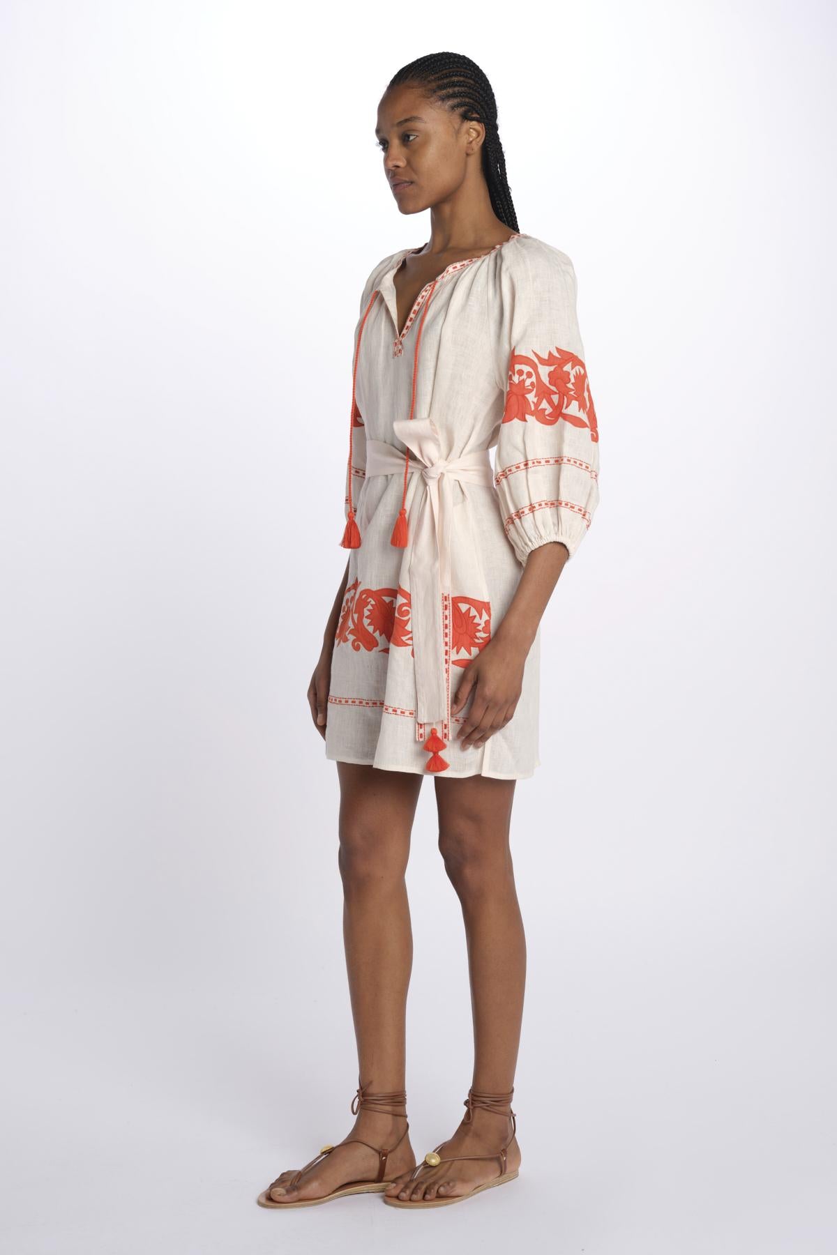 APPLIQU PAISLEY tunica fiori applicati by milaura. BE24877 PALE PINK ORANGE benaras soleil 