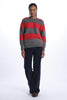 Oversized shirt with button-down collar and stripes