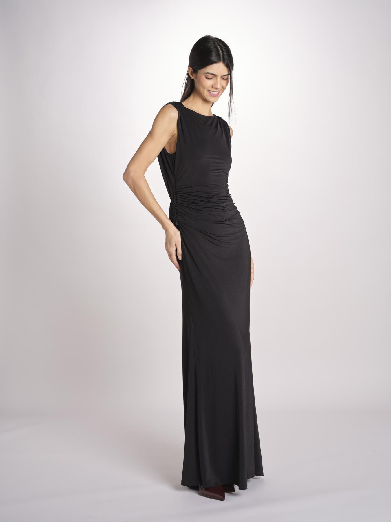 abito lungo in jersey con scollo dietro 3328 BLACK access 