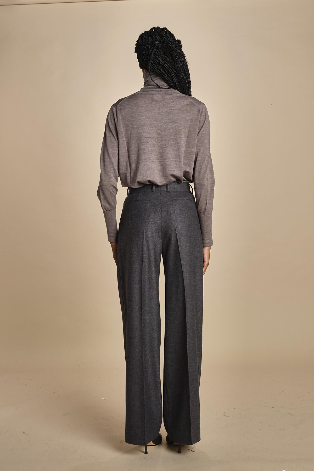 pantalone con pinces in flanella MAFALDA T 357194 50 quelledue 