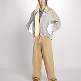 Giubbotto a quadretti reversibile BOMBERTRENCH MJD547_108477 BEIGE BLUE CHECK jejia 