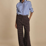 pantalone diritto in galles JEAN MJD223_A26240 BRWN COTTON CHECK jejia 