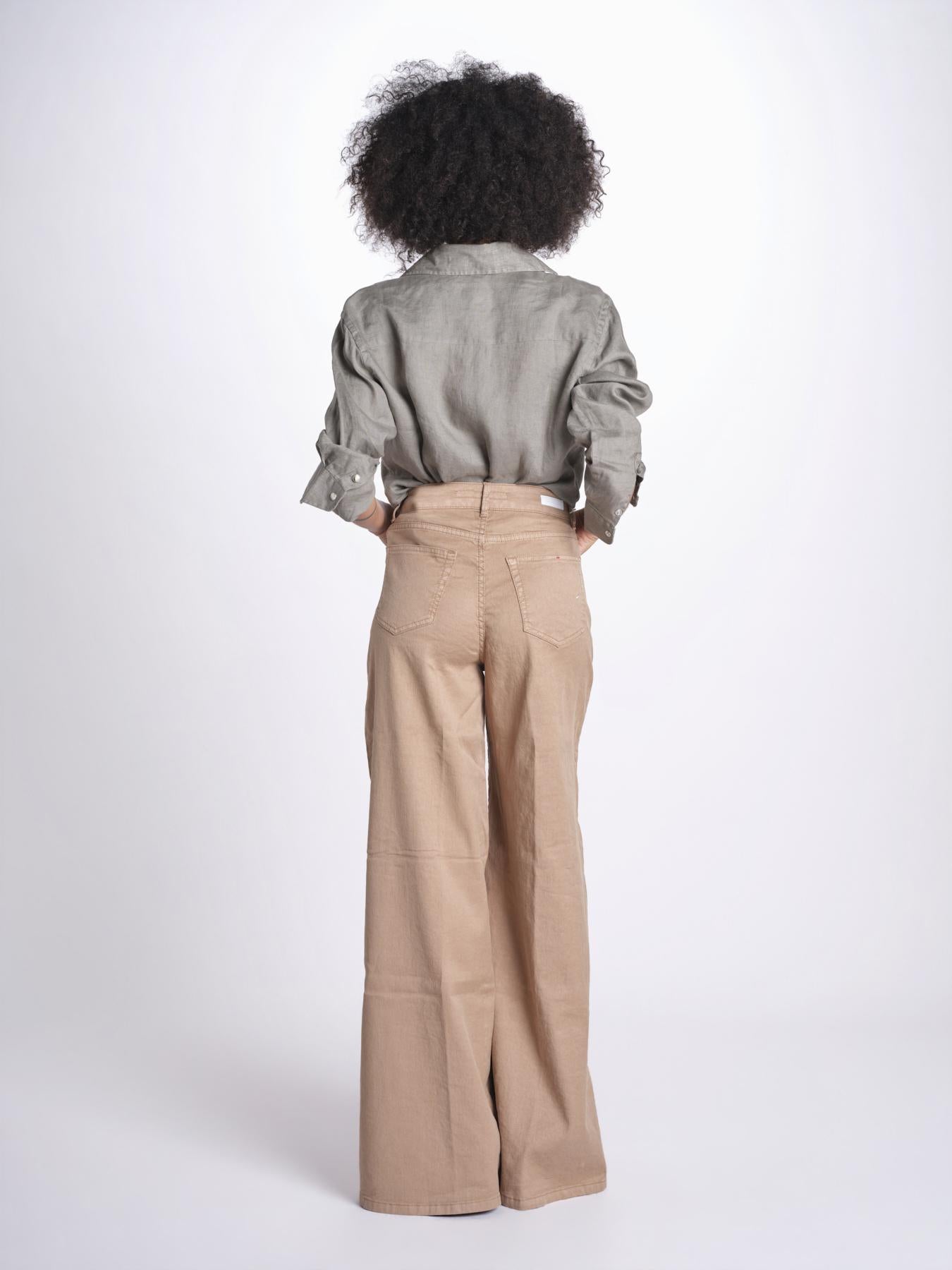 pantalone 4 tasche in misto lino SERENA XML01 183 NOCCIOLA ps don't forget me 
