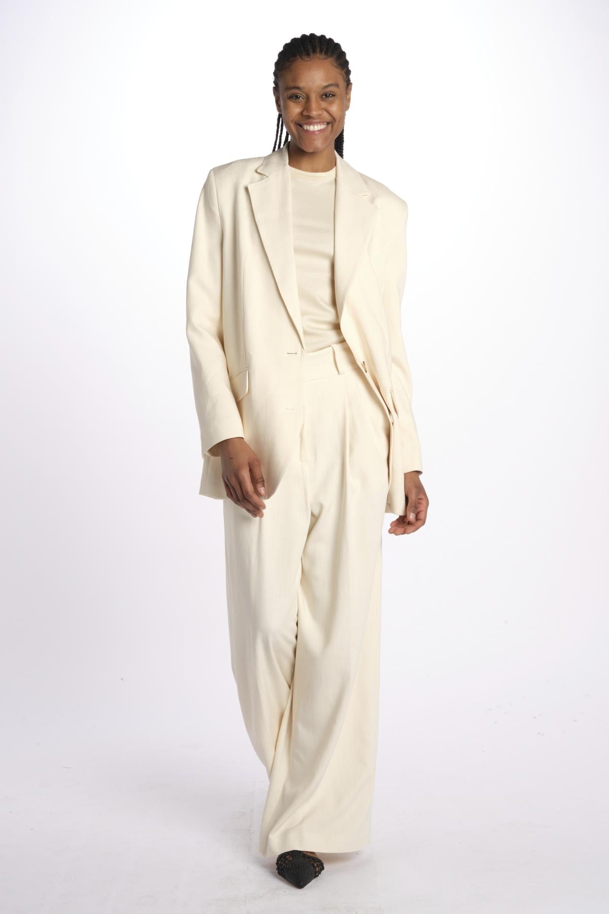 Pantalone con pinces misto lino IO115176 WH014 ivy oak 