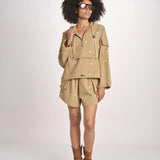 parka con fiorellini ricamati CROPPED TRAILHEAD OWJ01B575 KAKI the GREAT 