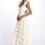 LOLA BACKLESS abito lungo in tulle LOLA BACKLESS GOWN AVORIO needle & tread 