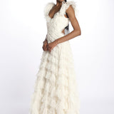 LOLA BACKLESS abito lungo in tulle LOLA BACKLESS GOWN AVORIO needle & tread 