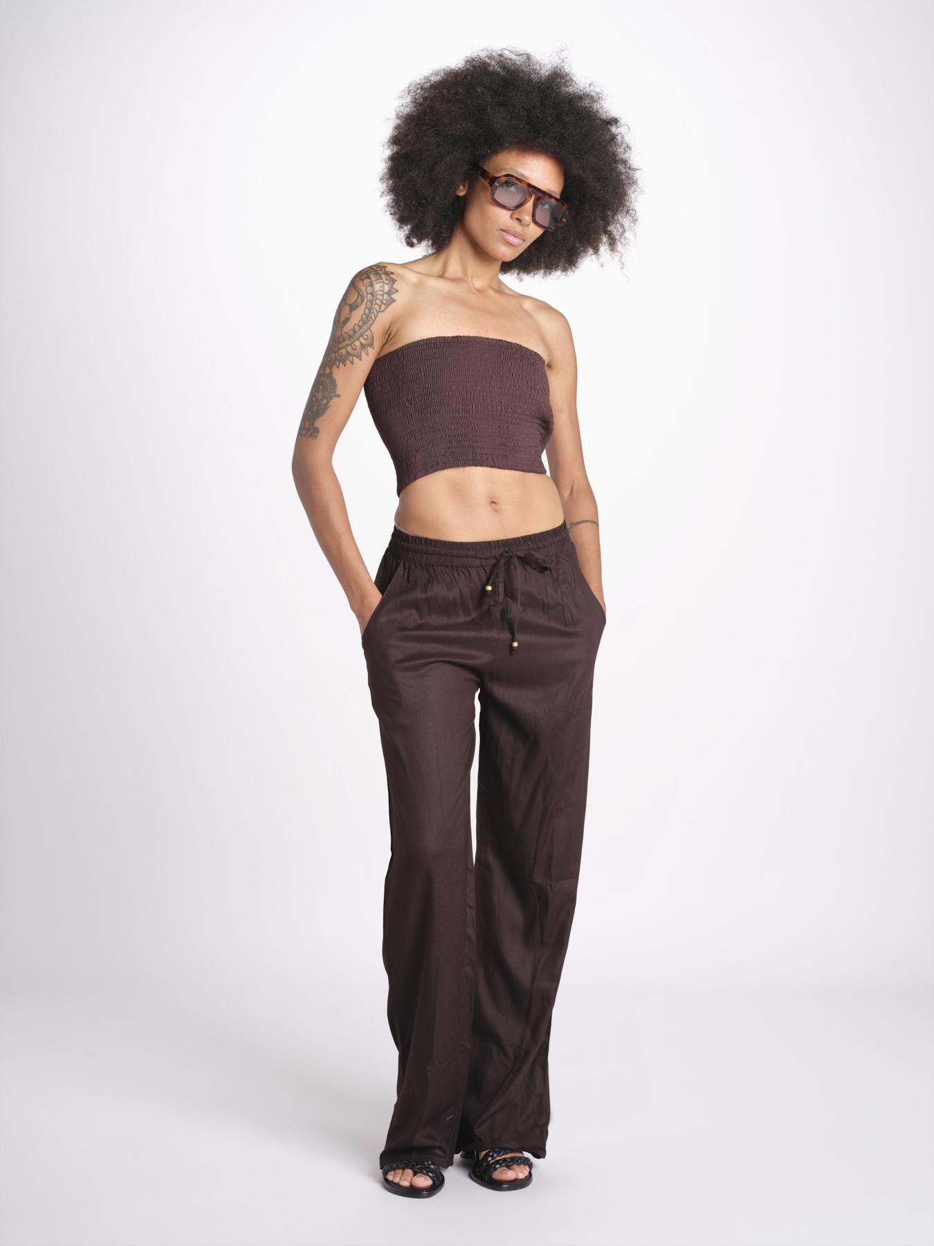 pantalone con coulisse SUMBAWAIVR CHOCOLAT laraethnics 
