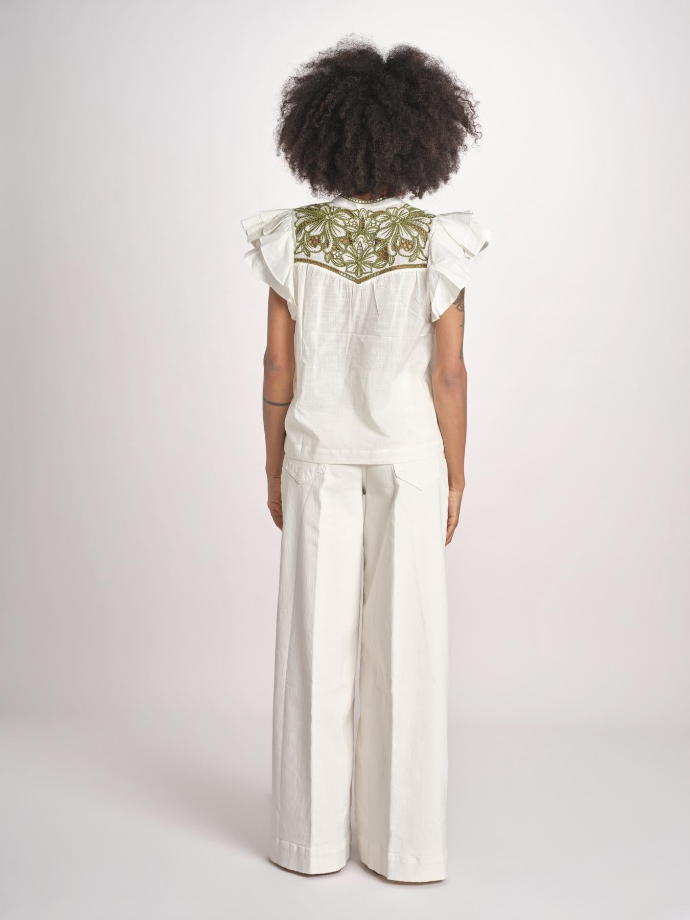 top con intarsio macrame VANIA PAPYRUS.CALLEGREEN scarlett poppies 