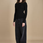 maglia girocollo a costine CAMB KNIT BLOUSE BLACK herskind 