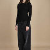 maglia girocollo a costine CAMB KNIT BLOUSE BLACK herskind 