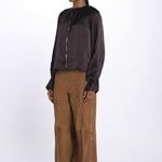 Camicia manica sbuffo CUTWORK BE24499 DARK BROWN milaura 