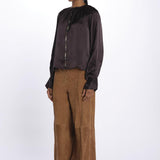 Camicia manica sbuffo CUTWORK BE24499 DARK BROWN milaura 