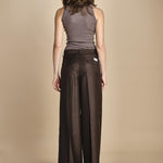 pantalone a vita bassa con elastico in lana e seta. ASTRID STR02 MORO nine in the morning 