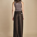 pantalone a vita bassa con elastico in lana e seta. ASTRID STR02 MORO nine in the morning 