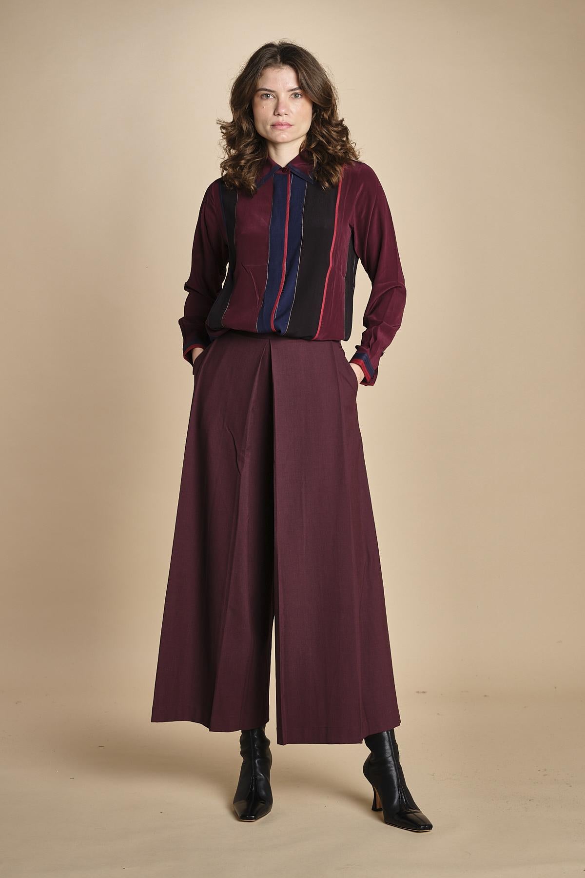 pantalone con sfondo piega BY_1779P BURGUNDI bodice 
