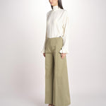 pantalone largo con nervature ORIANA 540 54 19 VERDE quelledue 