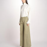 pantalone largo con nervature ORIANA 540 54 19 VERDE quelledue 