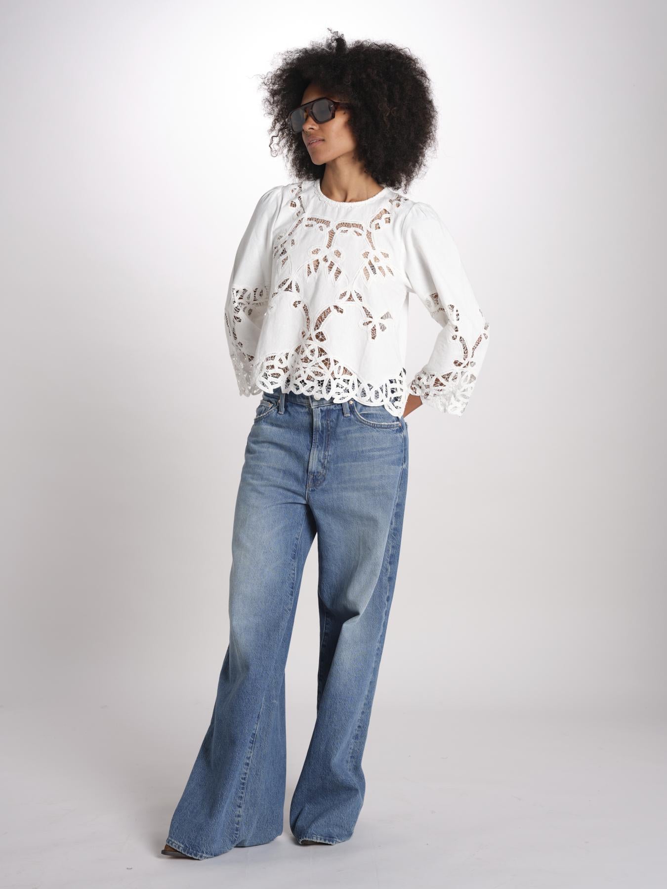 camicia con ricami THE PICNIC TOP T1460992 CREAM the GREAT 