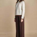 maglia a coste in mohair 15K106WM005 P110 ECRU ines de la fressange 