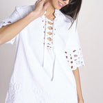 tunica con intarsi LEILA 730 WHITE sea ny 