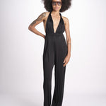 tuta in satin allacciata dietro al collo LENNOX BLACK amazuìn 