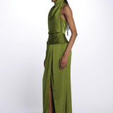 MAISON GROWN abito in satin scollo americano 10112295 8611 halston 