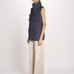 gilet sahariana in denim 1306 01998 DENIM SCURO aspesi 