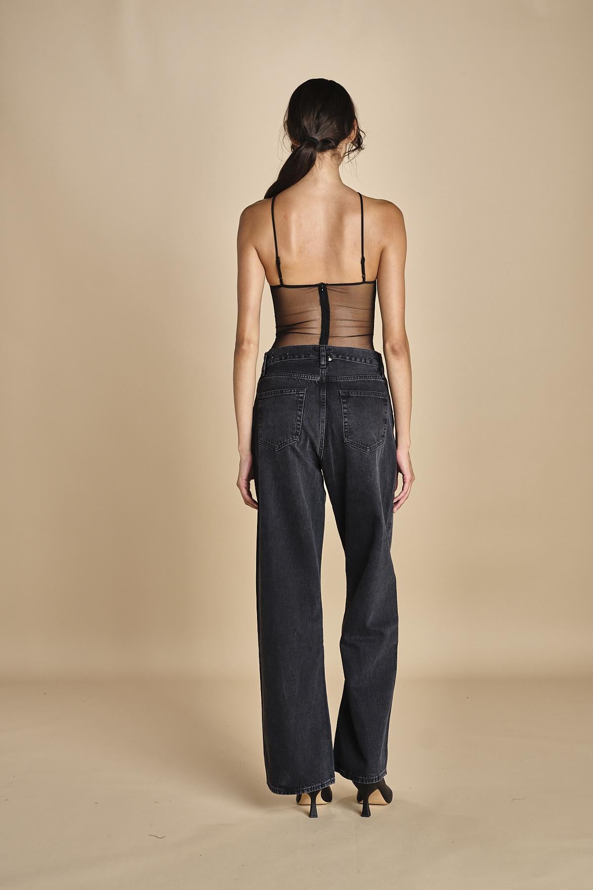 LUNA BODYSUIT body con spalline arricciate davanti e tulle sul retro LUNA BLACK undress code 