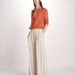 Pantalone in lino rigato KARLY M29DOKARLY_T2301 R708 BEIGE massimo alba 