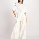 pantalone a quadri U3211R IVORY dusan 