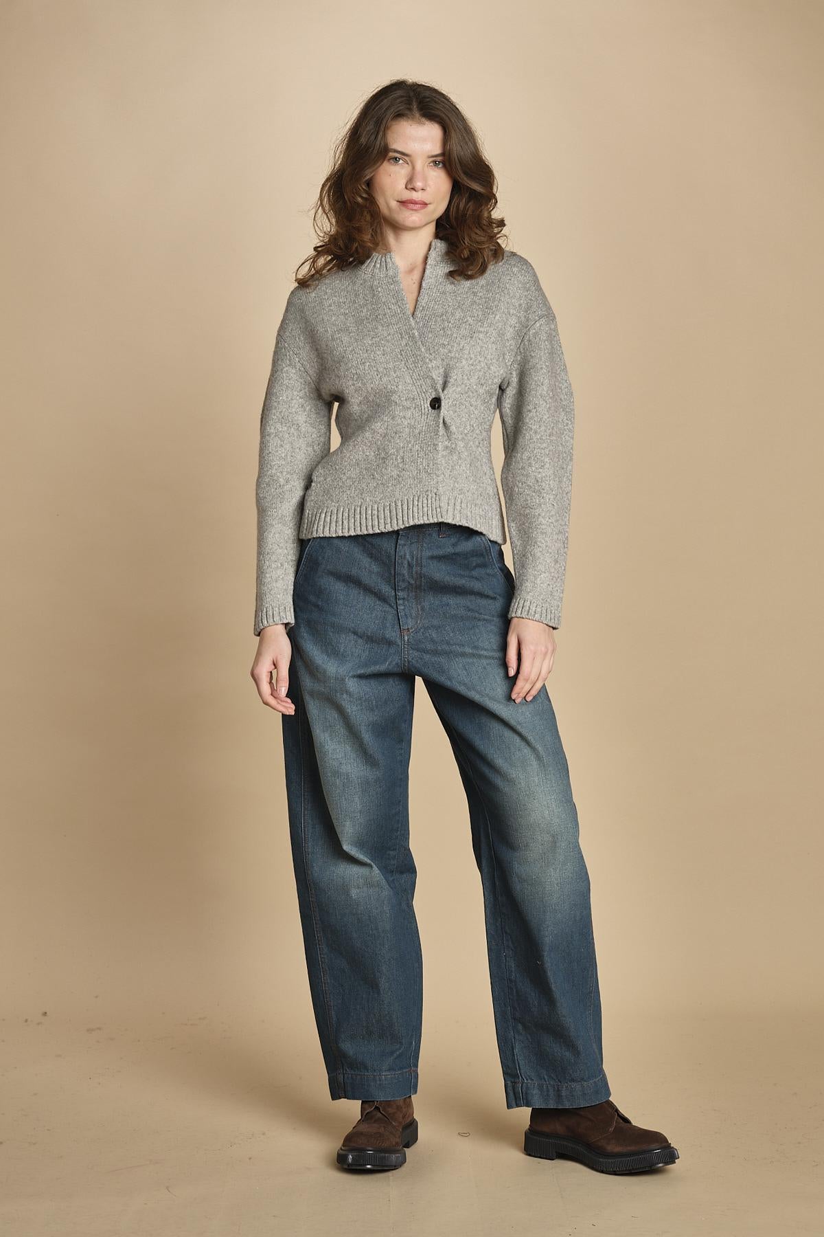 cardigan 1 bottone. CAR0335 GRI3325W soeur 