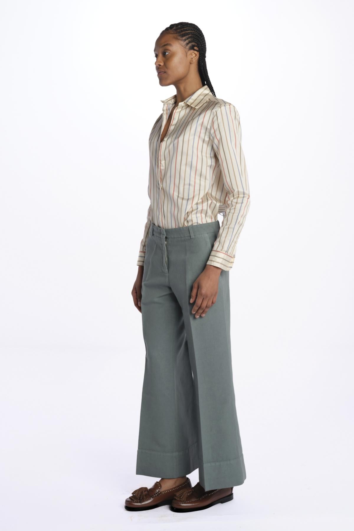 Pantalone MELODY D cropped canvas tinto capo MELODYD408501 70 quelledue 