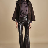 camicia con drappeggio TULLAH F25-142 039 CHOCOLATE oscar 