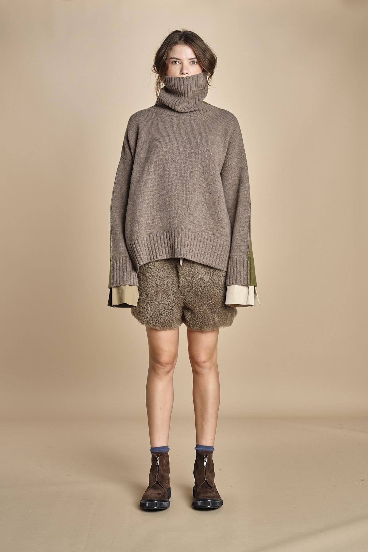 maglia bicolor OLLY  MJD634M_AFILK CHOCO_OLIV jejia 