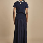 t-shirt con colletto ricamato F07141571101 BLU n21 
