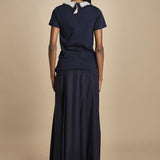 t-shirt con colletto ricamato F07141571101 BLU n21 