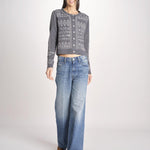 cardigan con ricamo punto croce 076 CHARCOAL sea ny 