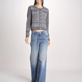 cardigan con ricamo punto croce 076 CHARCOAL sea ny 