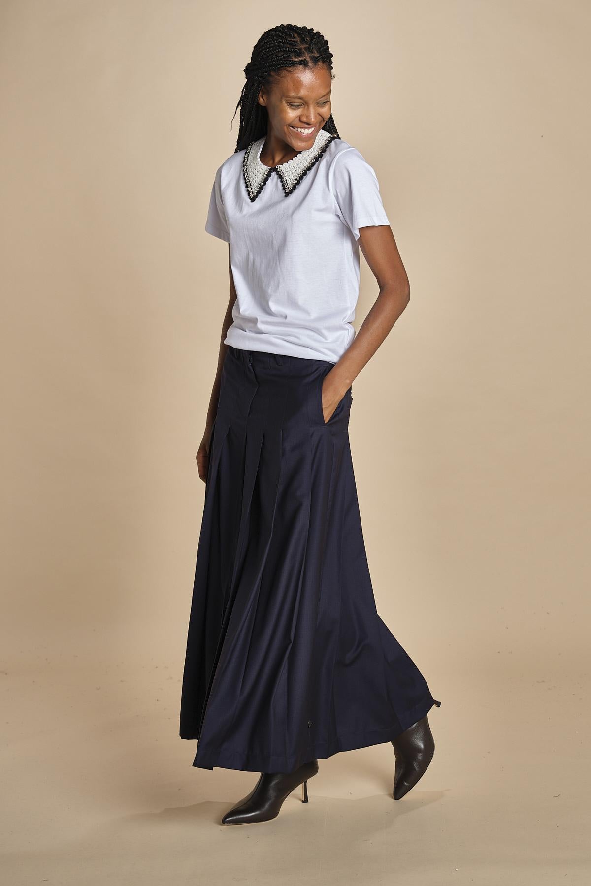 F0714 t-shirt con colletto ricamato F07141571101 BIANCO n21 
