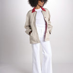 giacca sahariana con colletto in contrasto 16V525CO574 P150 BEIGE ines de la fressange 