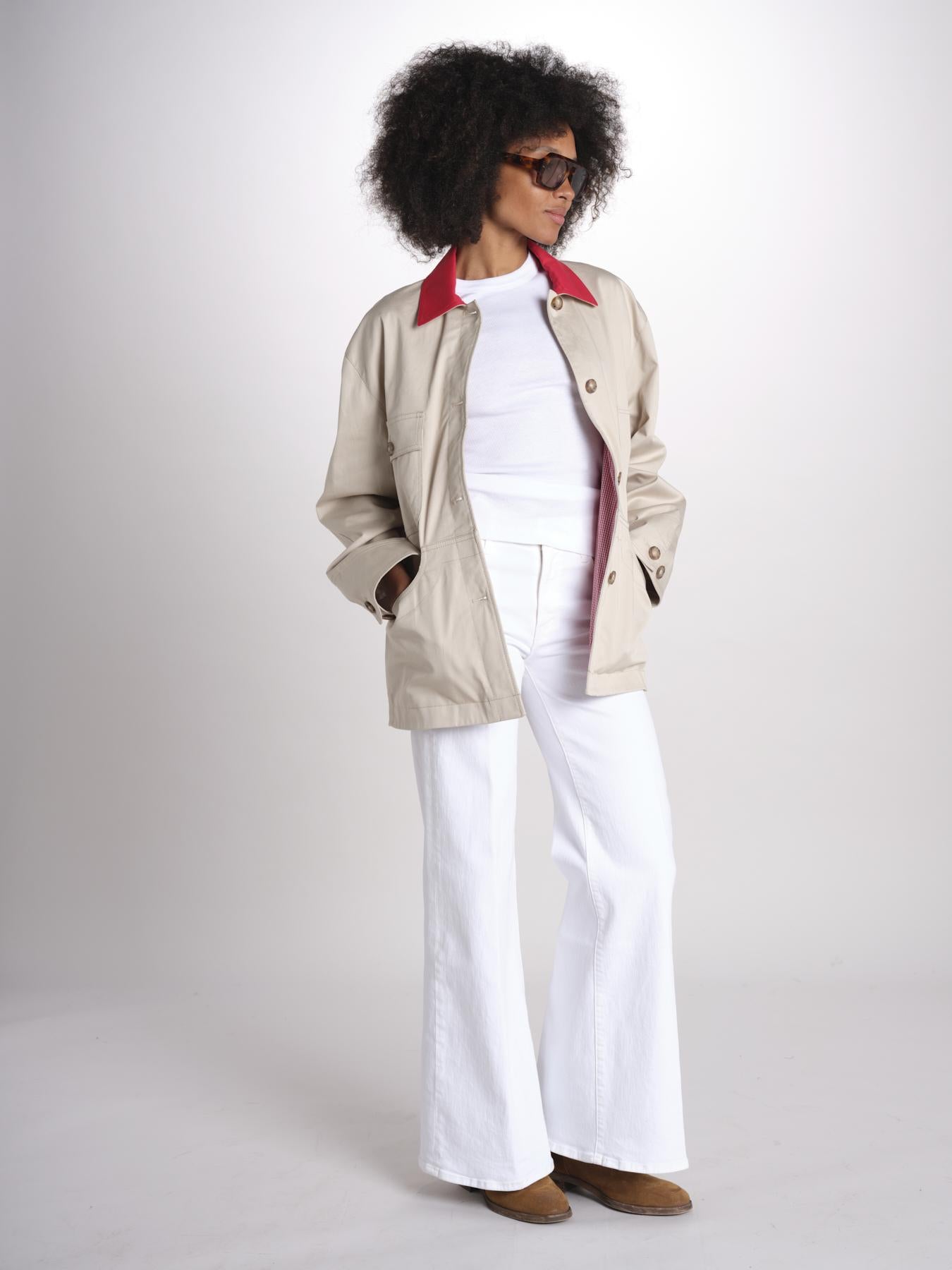 giacca sahariana con colletto in contrasto 16V525CO574 P150 BEIGE ines de la fressange 