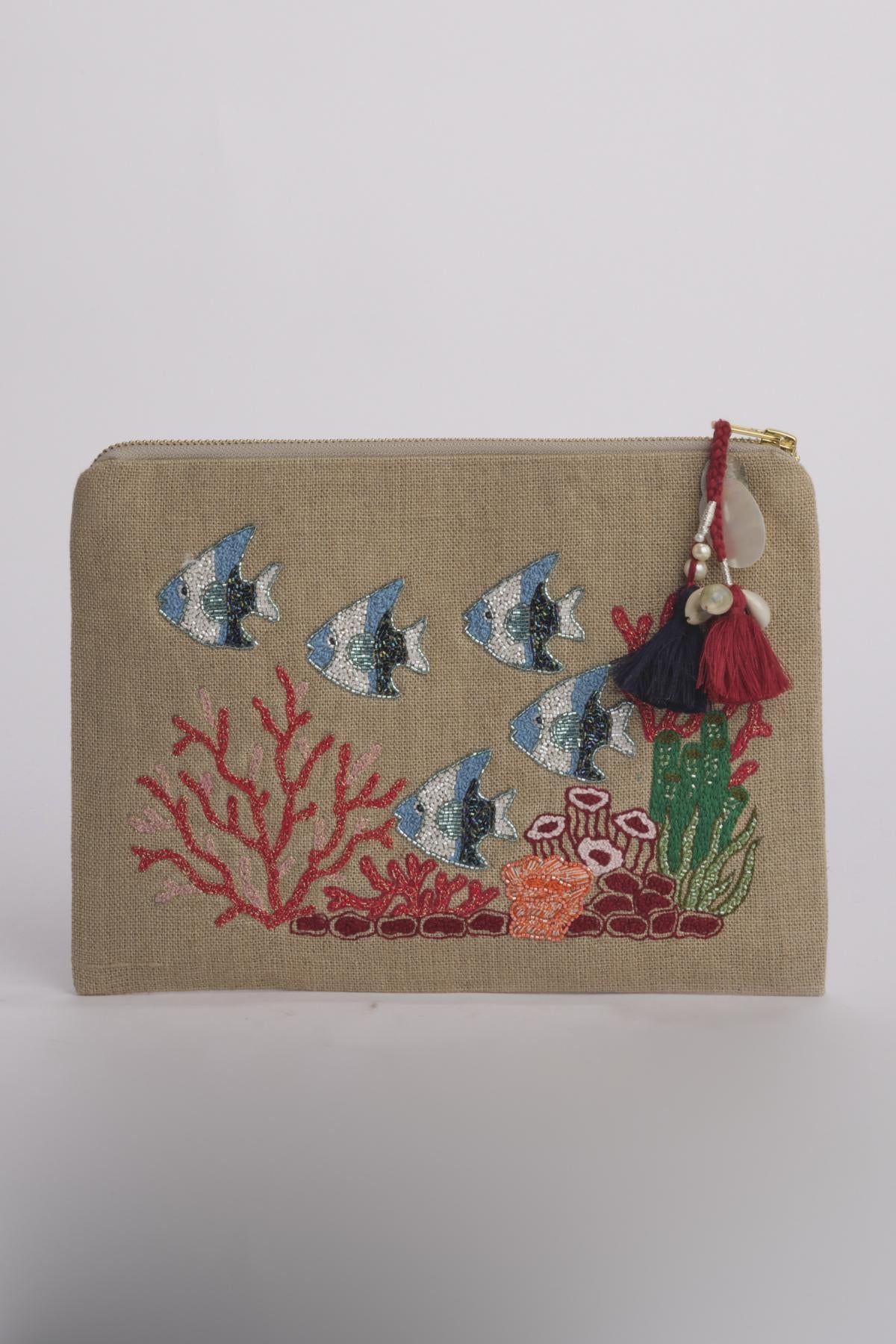 PESCI CORALLI pochette grande P0701 BE MULTI benaras soleil 