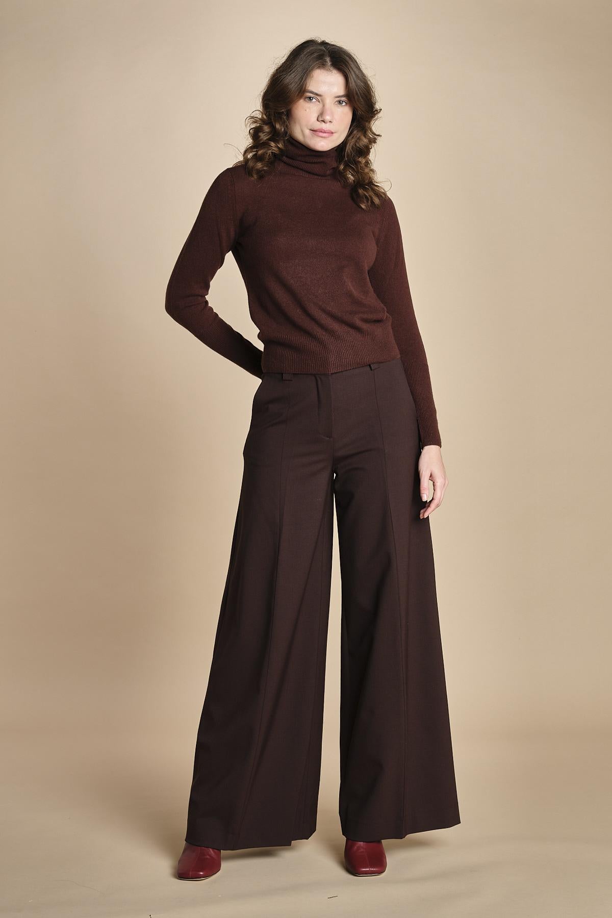 pantalone palazzo TLWC3101W0206ABTPB BROWN T0215 the latest 