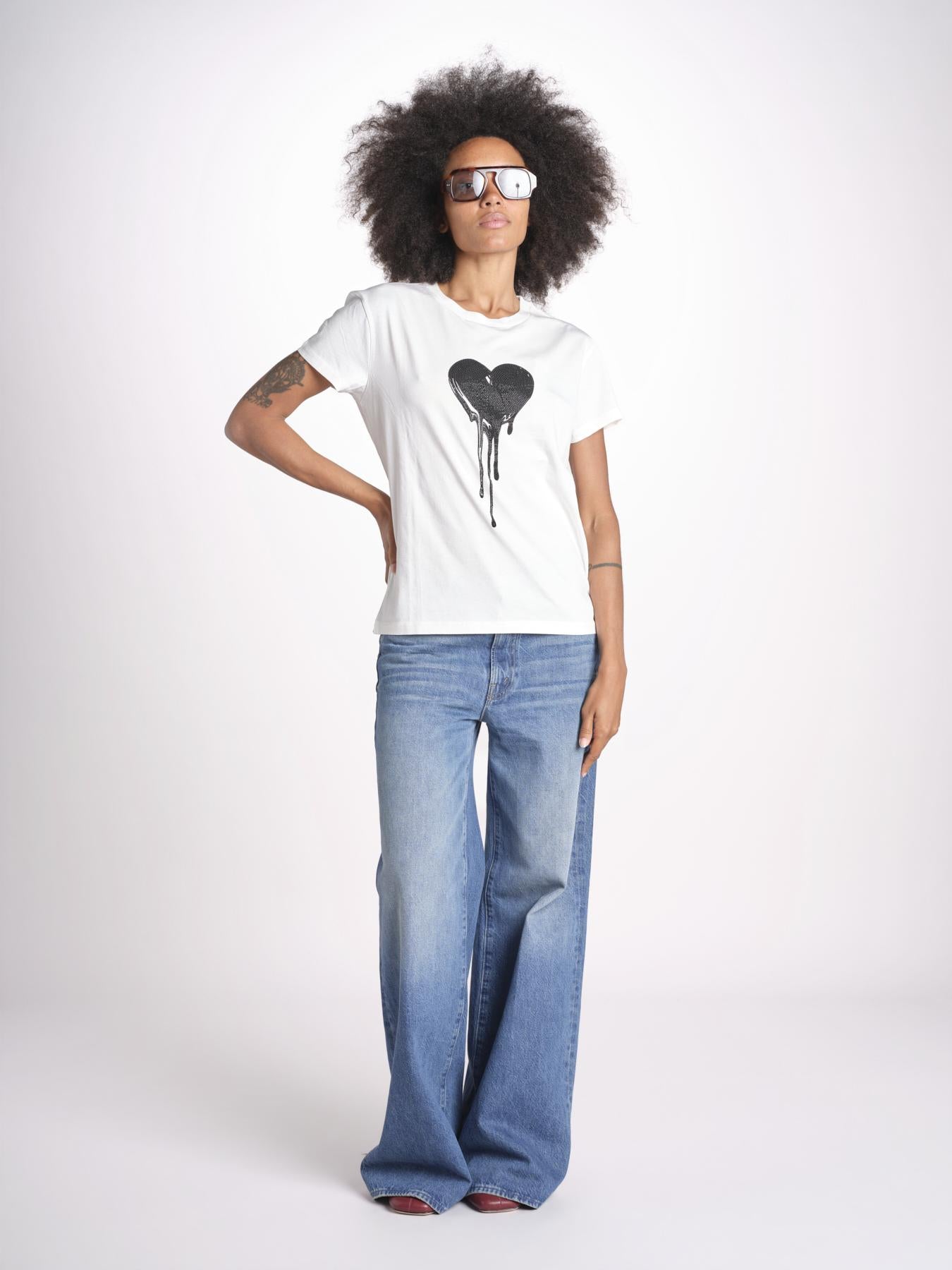 t-shirt manica corta con cuore nero JWTS02858 JUDO 103 zadig & voltaire 