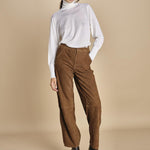 pantalone in camoscio FELISE CARAMEL malina 
