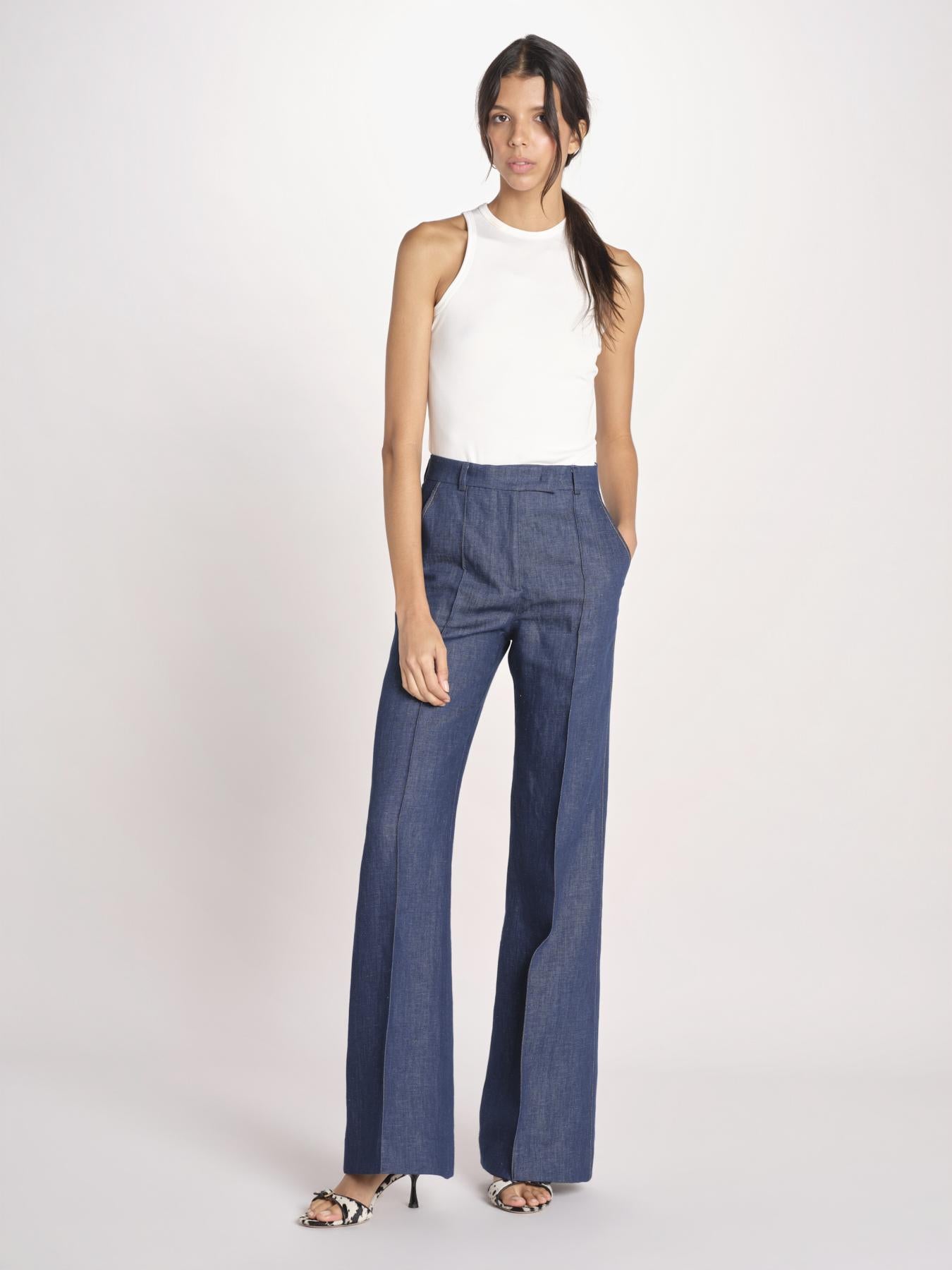 pantalone con nervature in denim OTTAVIA 673855 684 quelledue 