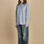 camicia a righe con colo guru. CHE0185 BLE5825W soeur 