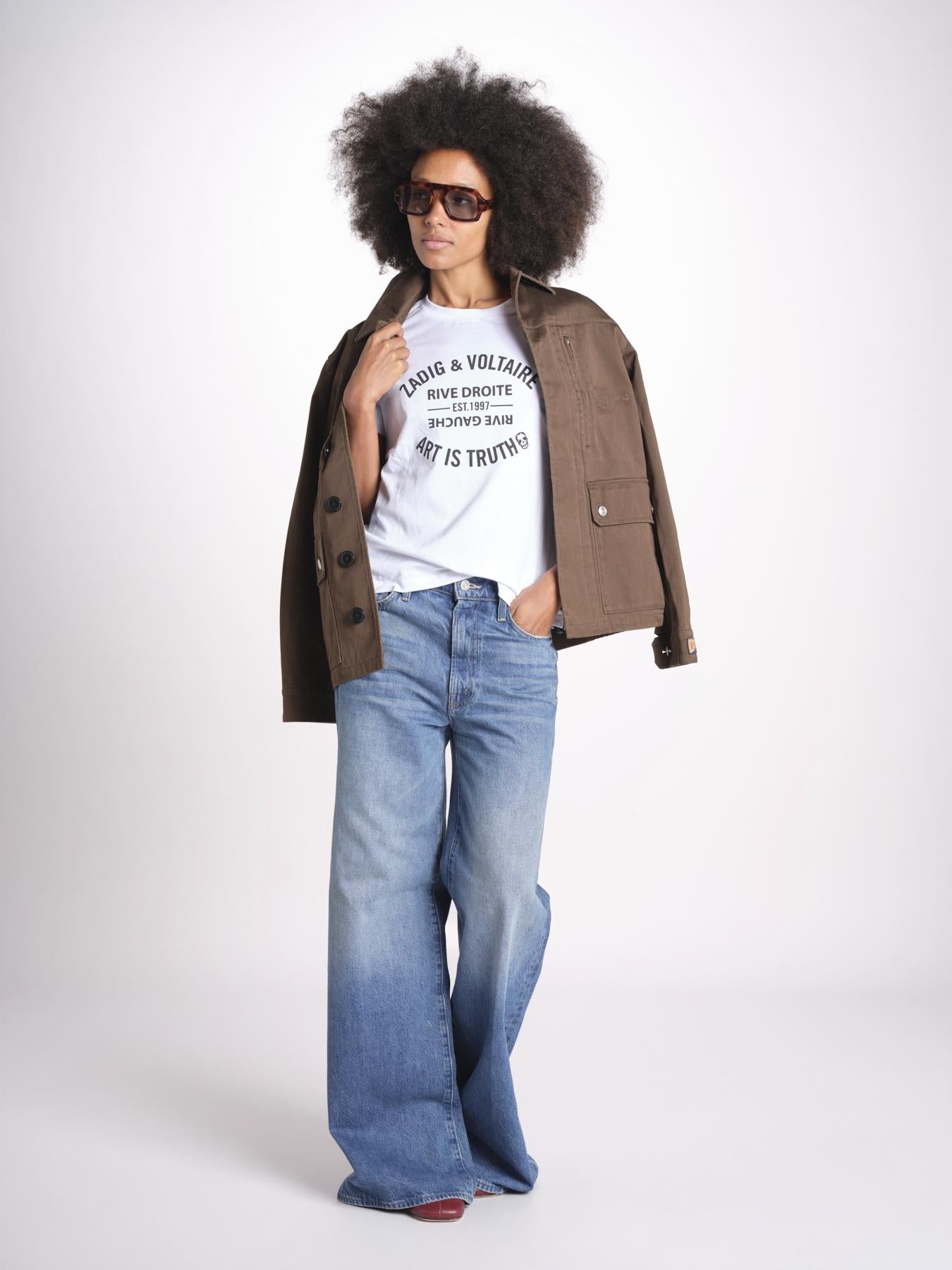 t-shirt con scritta JWTS02769 WHITE 107 zadig & voltaire 